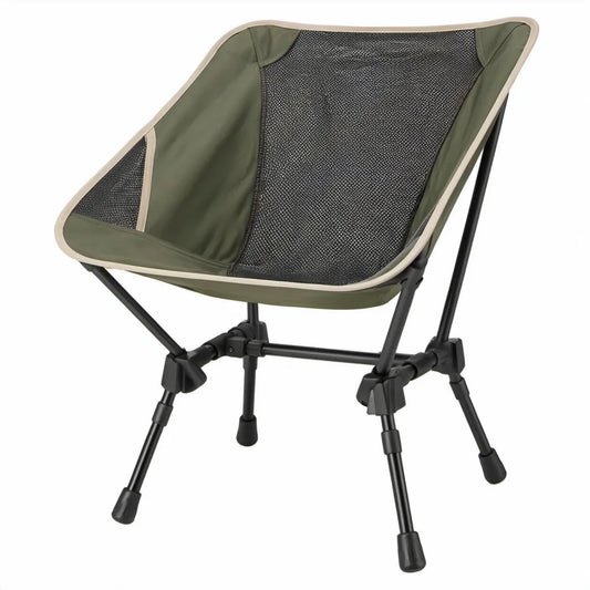 Opvouwbare campingstoel 55 x 60 x 72 cm groen/zwart/beige met stalen frame